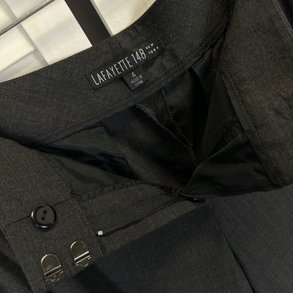 Lafayette 148 New‎ York Virgin Wool Trousers Charcoal Dress Pants Womens Size 4 - Picture 7 of 9